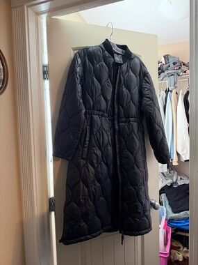Marks & Spencer Black Quilted Long Coat new